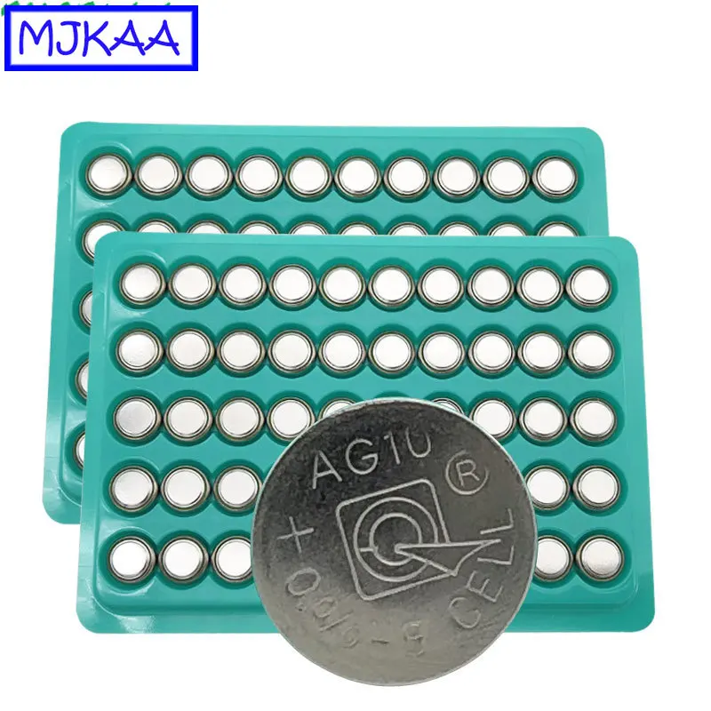 MJKAA 100 X AG10 1,5 v-образная Кнопка Батарея LR1130 1130 SR1130 389A LR54 L1131 189 80 мА/ч, Ёмкость монета батарейки-таблетки