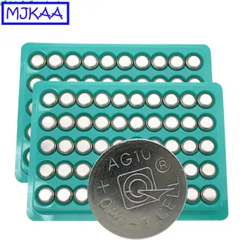 

MJKAA 100 X AG10 1.5V Button Battery LR1130 1130 SR1130 389A LR54 L1131 189 80mAh Capacity Coin Cell Batteries