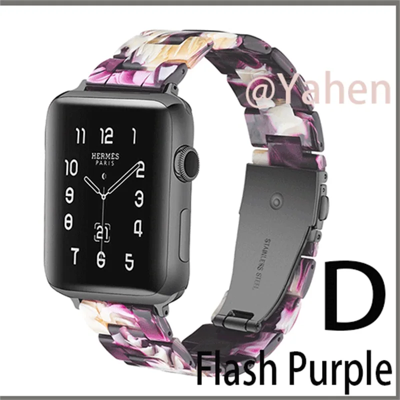 Керамика смолы ремешок для наручных часов Apple Watch Series 4 5 3 2 1 полоса смолы Для мужчин Для женщин ремешок для наручных часов iWatch, 40/44/38 мм/42 мм, ремешок для часов аксессуары - Цвет: D flash purple