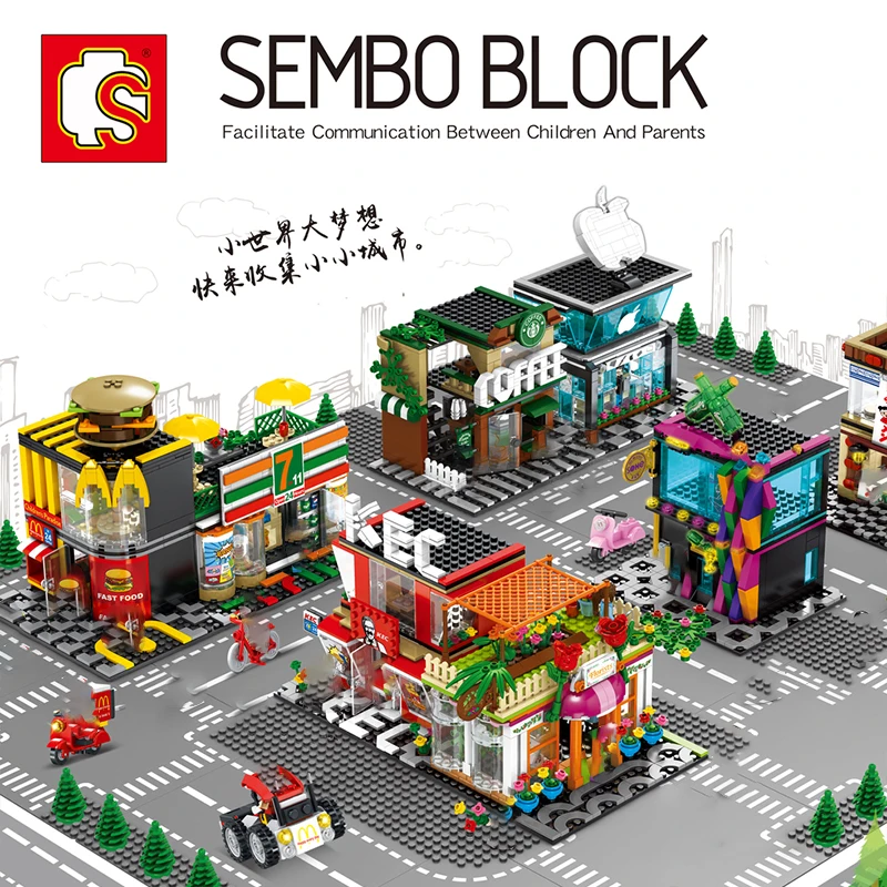 

Compatible legoeing city mini street store shops sest house model coffee building restaurant creator architecture super market