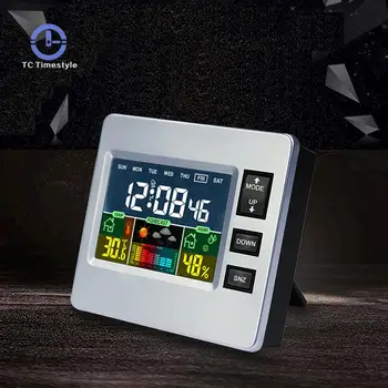 

Alarm Clock Voice-control Luminous Electronic Bedside Snooze Thermomete Digital Weather Forecast Watch Backlight Desktop Office