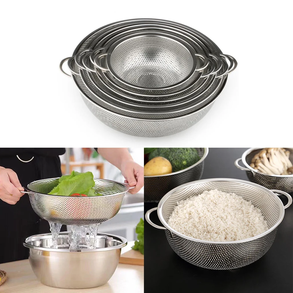 Stainless Steel Fine Mesh Strainer Colander Rice Vegetable Sieve Kitchen Supplies