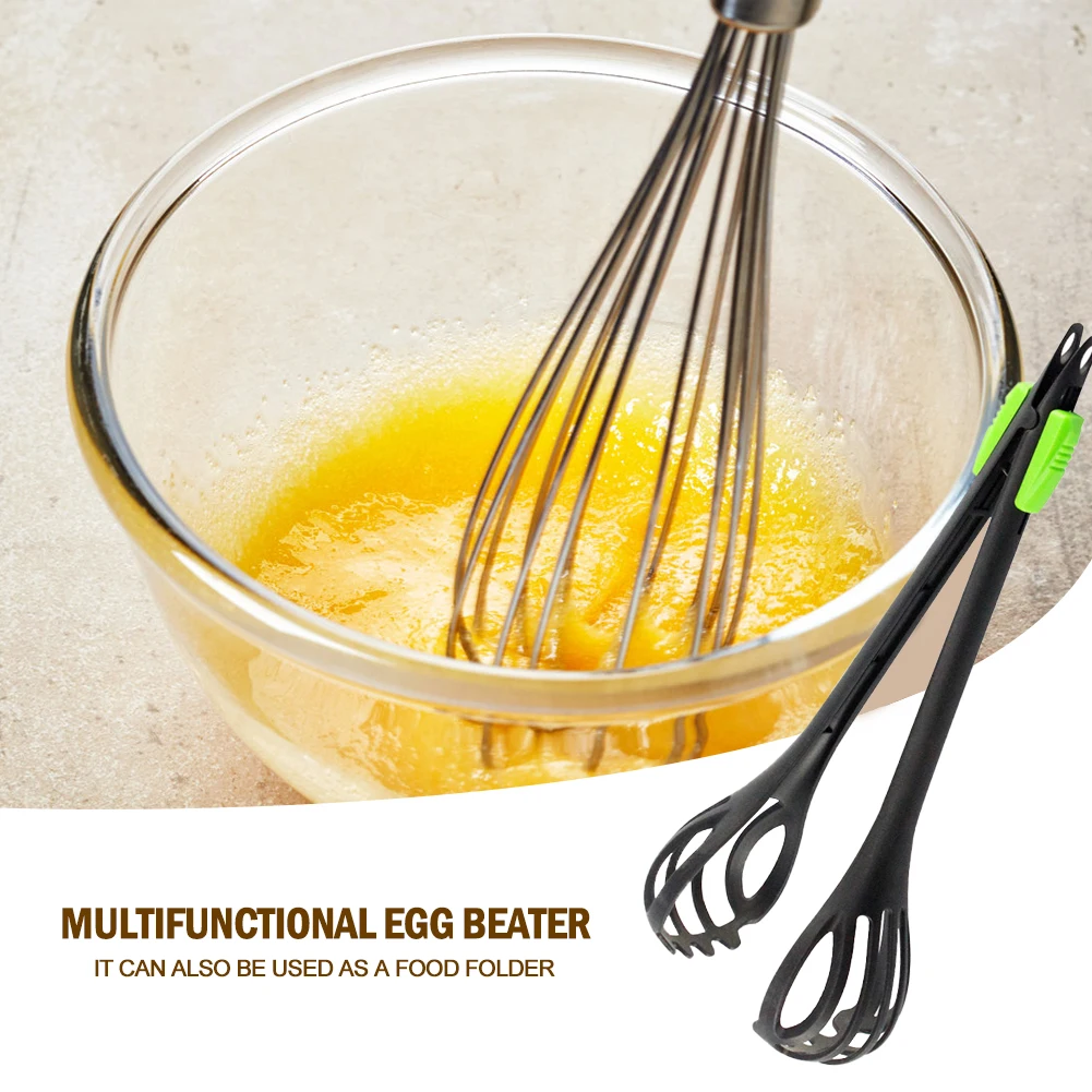Multifunctional 3 in 1 Egg Beater Drinks Whisk Mixer Stirrer Nylon Noodle Tongs Pasta Spaghetti Tongs Food Clips Kichen Tools