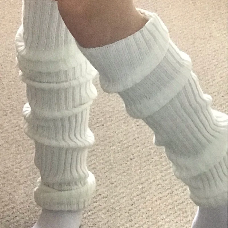 70cm Over Knee Japanese JK Uniform Leg Warmers Korean Lolita Winter Girl Women Knit Boot Socks Pile Up Socks Foot Warming Cover