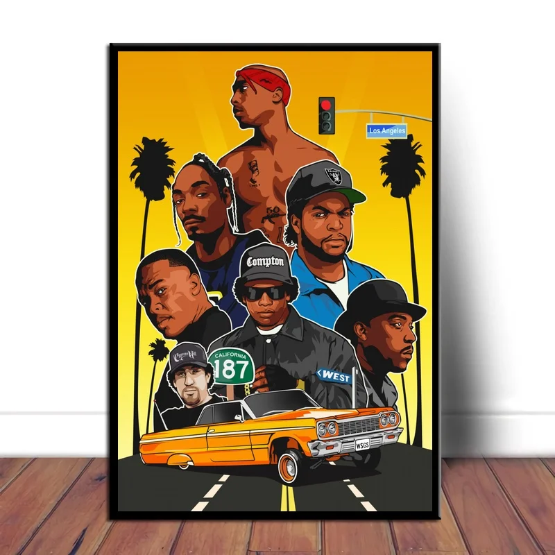 1 2PAC West Coast хип-хоп Печать на холсте плакат Настенные картины для гостиной без рамки - Цвет: 1