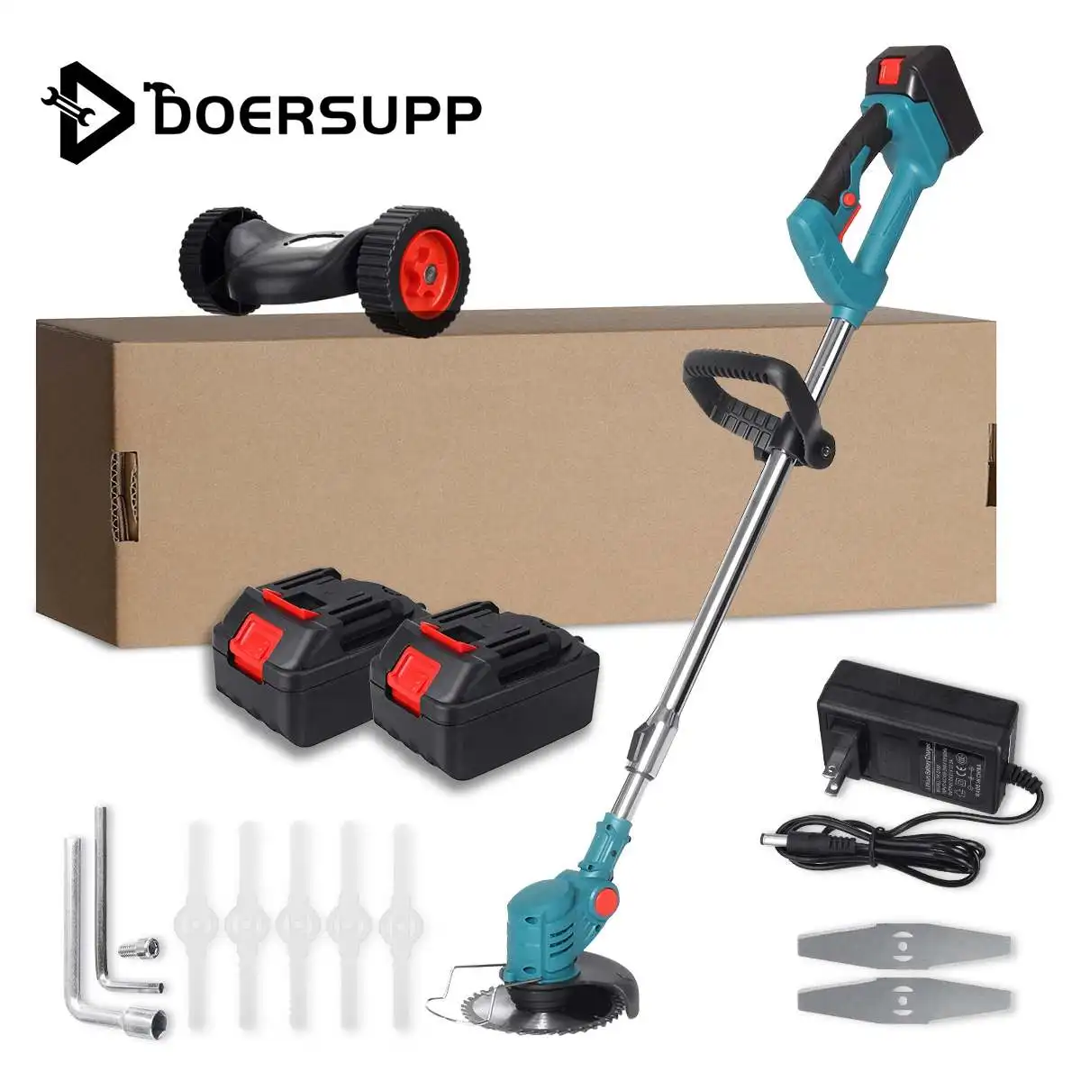 

35000rpm Cordless Grass Trimmer With 2 Battery 1800W Super Power Auto-Release Electric Lawn Mower Garden Pruning Tools Weeders