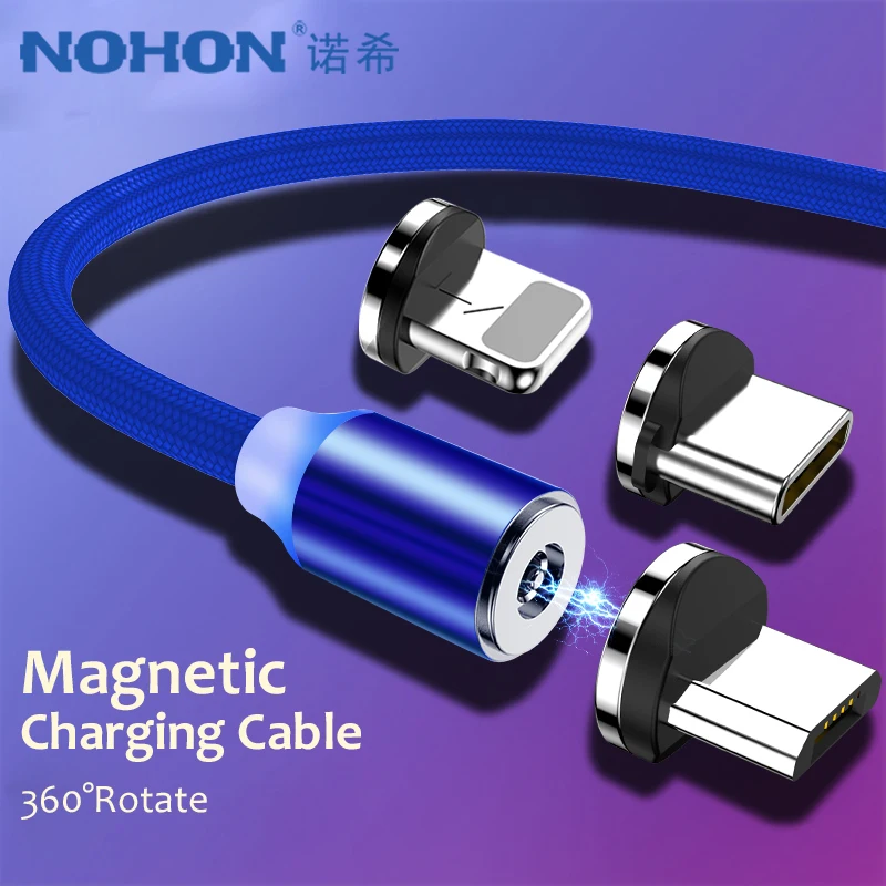Магнитный кабель NOHON Micro USB Type C зарядный для iPhone 11 Pro XS MAX XR X 8 7 Samsung S8 S9 S7 S6 2 м |