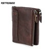 RETROGOO Genuine Crazy Horse Cowhide Leather Men Wallet Short Coin Purse Small Vintage Wallets Card Holder Female Clutch Cartera 1