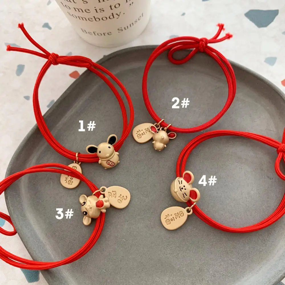 

New Year Chinese Mouse Hair Accessories Cartoon Alloy Pendant Hair Ties Girls Lovely Hair Ropes Elastic Hairband New Arrival