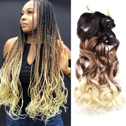 Loose Wave Spiral Curls Crochet Hair Ombre Synthetic Braids Pre Stretched Braiding Hair Extensions For Women French Curls