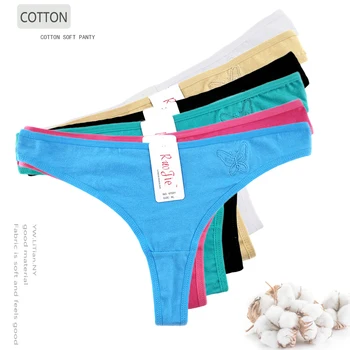 

Cotton Women Thongs Sexy Panties Solid Color Style Beautiful Embroidery Cute G-Strings Low Waist Soft Comfortable Underwear