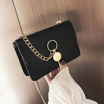 

Women Messenger Bag Female Luxury PU Leather Pure Color Chain Shoulder Bags Lady Casual Square Flap Casual Crossbody Bags