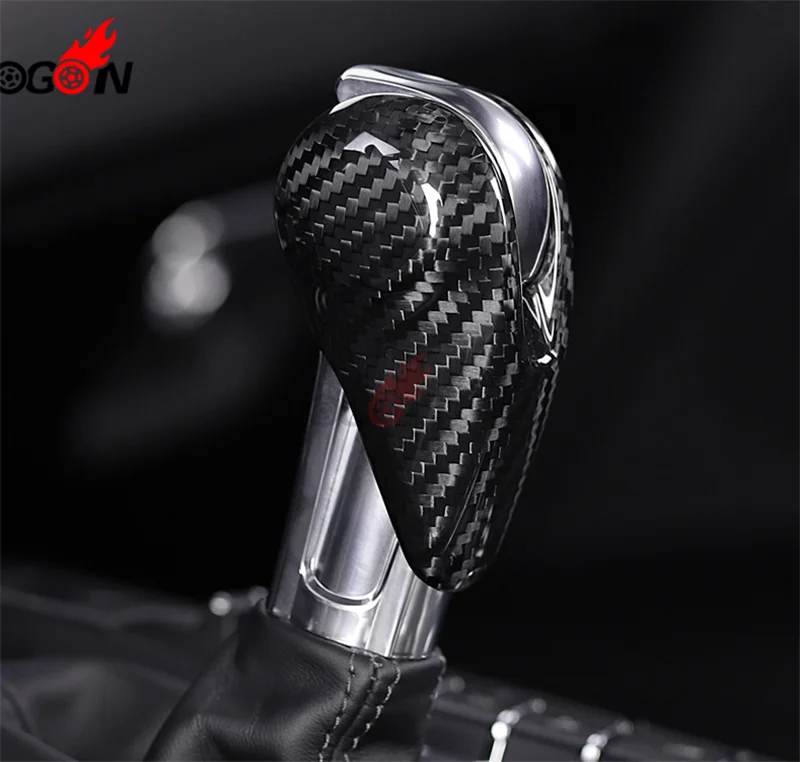 Carbon Fiber Car Accessories AT Interior Gear Shift Knob Head Cover Trim For Porsche Macan S GTS- Panamera 2010