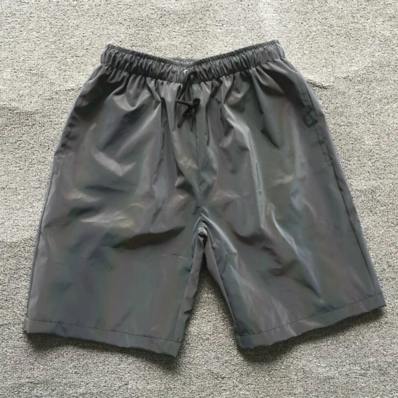 Cheap Rainbow Gym Sport Shorts Men Reflective Light Cargo Joggers Casual Hip Hop Dazzling Plus Size Loose Elastic Waist Hot Short Pant