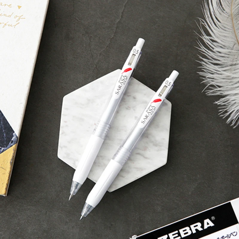 5pcs ZEBRA Gel Pen Red Feather Limited JJ99 Pressing Water Pen JJ15 Student White Rod Feather Black Writing Pen 0.5mm