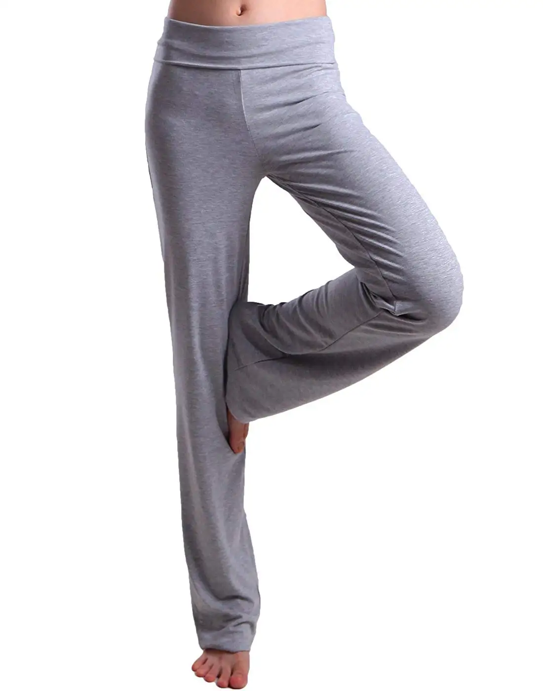 

HDE Women's Color Block Fold Over Waist Yoga Pants Flare Leg Workout Leggings Polyester Cashmere Silk