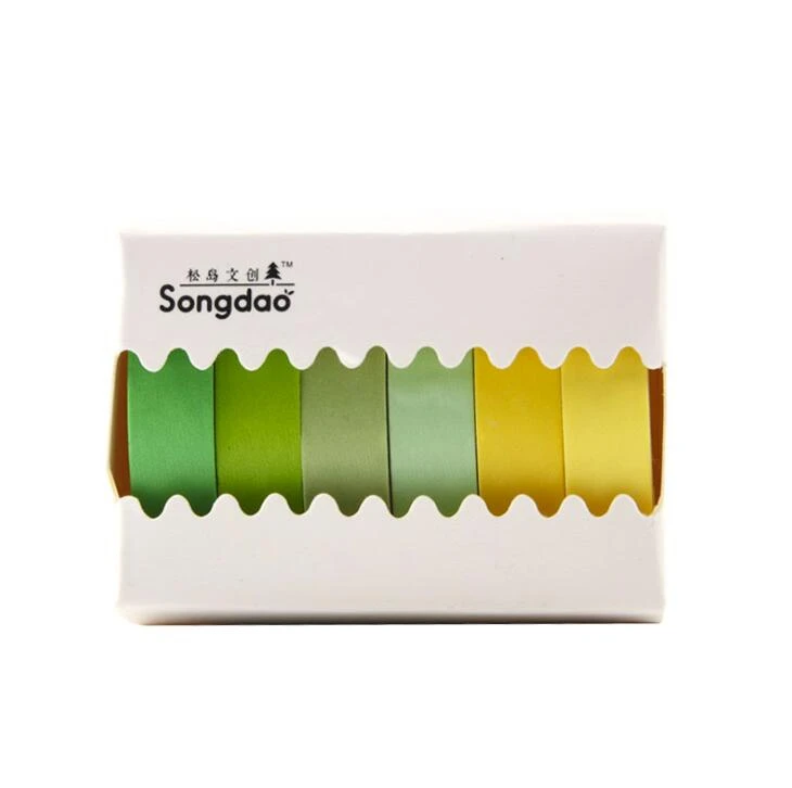 shen-xi Simple Solid Color Washi Masking Tape Sticky Decorative Paper Tape Set DIY Decoration Office Stationery Scrapbook 6PCS/Bag - Цвет: shen-xi