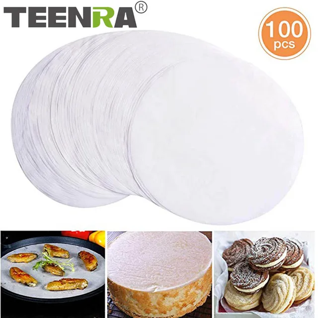 Teenra 100Db 6/8/10 Hüvelykes Kerek Barbecue Papír Szőnyeg Olaj-Abszorpciós Sütő Nem Tapadós Sütőszőnyegek Konyha Szerszám