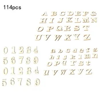 

114pcs Wooden Capital Alphabet Lower Case Letters Numbers DIY Crafts Wedding Party Decoration