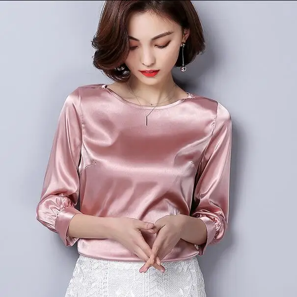 Desempacando frio Descompostura 2020 nueva blusa de seda para mujer Blusas elegantes de manga de tres  cuartos con cuello redondo Blusas de mujer Blusas femeninas DF313 _ -  AliExpress Mobile