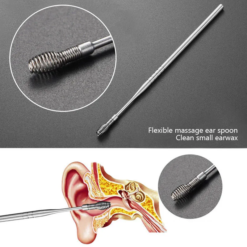 Portable Ear Cleaner Set Ear Cleaning Spiral Earpick Ear Wax Remover Ear Curette Spiral Ear Spoon Earpick Set Ear Cleaning Tools