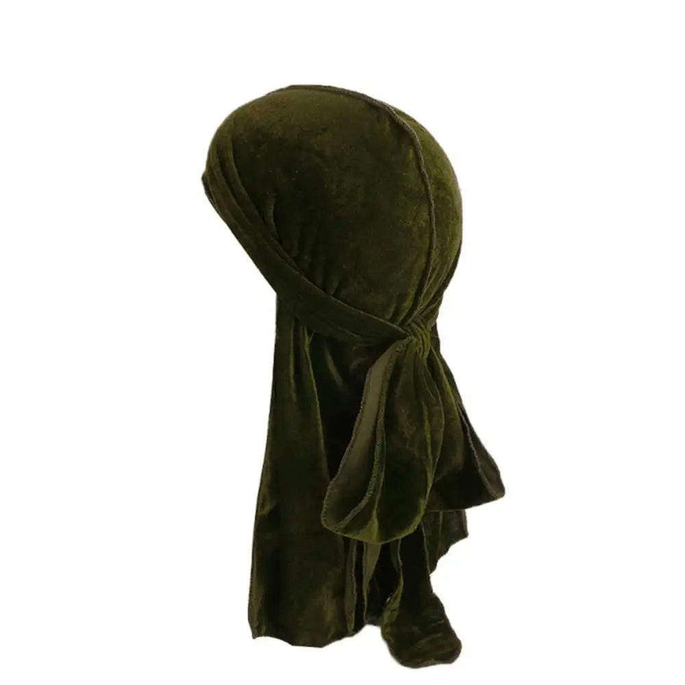 Унисекс дышащая бархатная тюрбан шляпа Durag парики ДУ тюрбан Кепка chemo с длинным шлейфом для девочек на пиратская шляпа Для мужчин wo Для мужчин женские аксессуары для волос - Цвет: Темно-коричневый