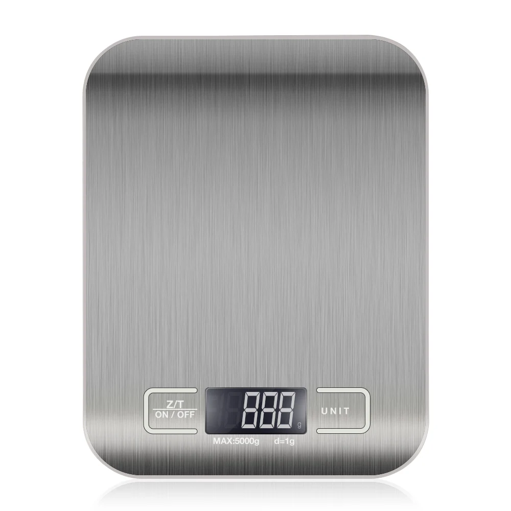 1PC Household Kitchen Scale Stainless Steel Weighing Scale For Food Diet  Balance Measuring LCD Precision Electronic Scales 10Kg