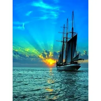 

Gatyztory Frame Sailing Ship Painting By Numbers Canvas Colouring Landscape Handpainted Artwork Diy Gift Home Wall Decor