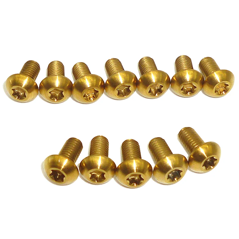 12 шт. головка Torx M5x10mm T25 болт из титанового сплава болты с золотым нитридом для