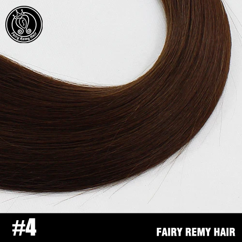 Фея Волосы remy прямые волосы на заколках для наращивания, из PU искусственной кожи наращивание волос натуральные человеческие волосы Remy для наращивания на клипсах, 18 дюймов, 8 шт, 20 Зажимы 170 г/компл - Цвет: #4