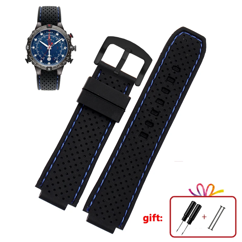 Для мужских часов Timex T49859 | T2N720 | T2p141 | T2n722 | 723 | 738 | 739 водонепроницаемый резиновый ремешок 24*16 мм наконечник с инструментами сережки-гвоздики