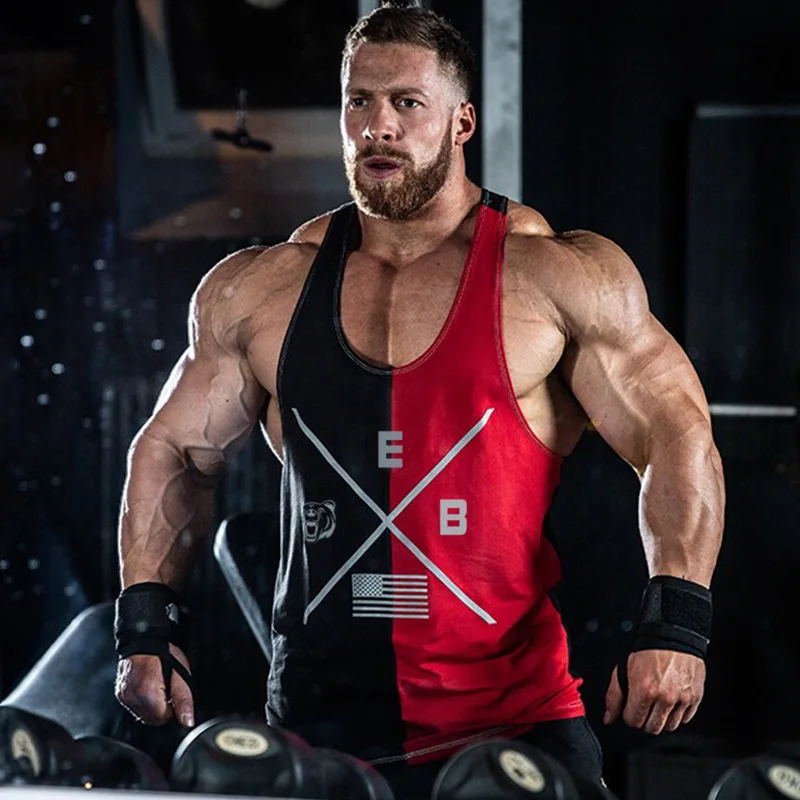 

Men Bodybuilding Tank Tops Gyms Workout Fitness Cotton Sleeveless shirt Joggers Clothes Stringer Singlet Male Summer Casual Vest