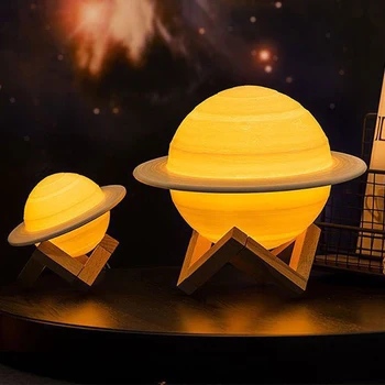 

3D Printing Saturn Lamp Rechargeable Moon Lamp Night Light Home Decoration LED Night Lamp With Remote Controller Children's Gift