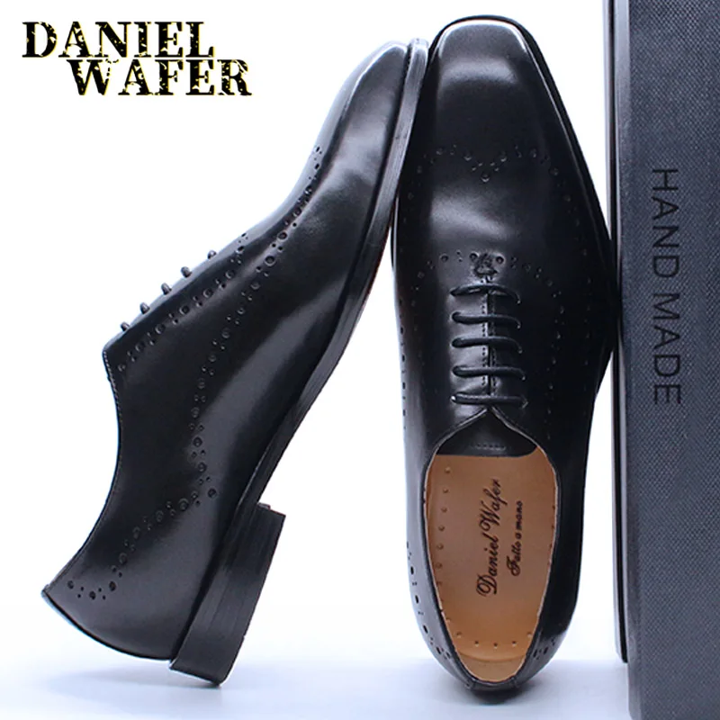 Men's Leather Shoes Formal Casual Dress Lace up Oxfords Wing Tip Wedding 