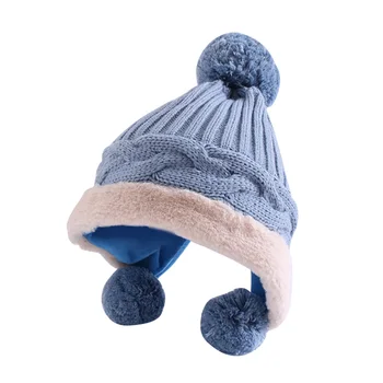 

Patchwork Baby Girls Beanies Hat Infant Toddler Double Layer Warm Winter Cap Polyester Elastic with Cotton Liner Comfort Newborn