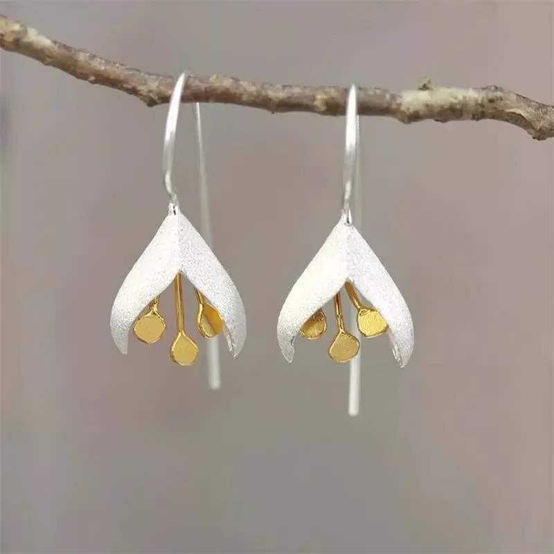Dangle Earrings Silver Dandelion Women Engagement Wedding Jewelry