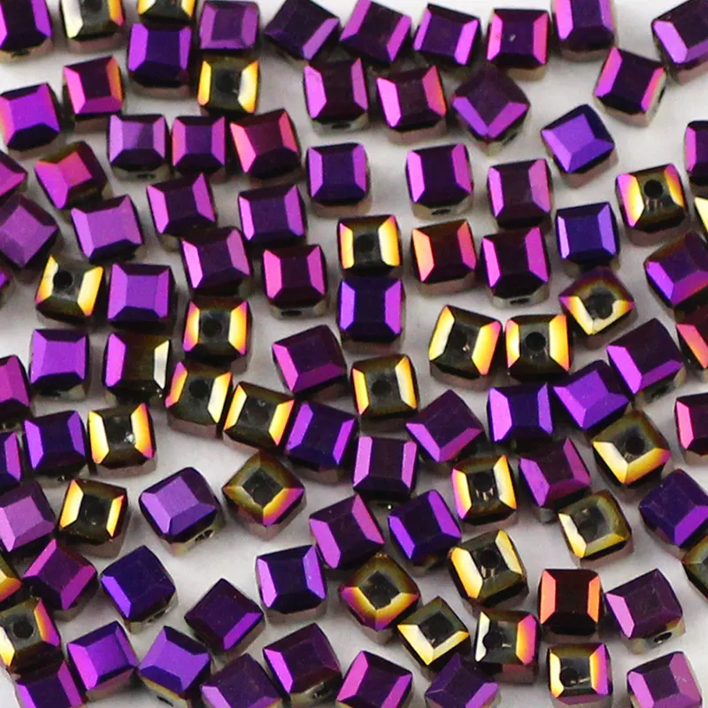 Purple PEOOPLE покрытие AB 100 шт./лот 3 мм квадратный ручной работы DIY австрийский кристалл стеклянные свободные разделительные бусины для изготовления ювелирных изделий Аксессуары - Цвет: Purple