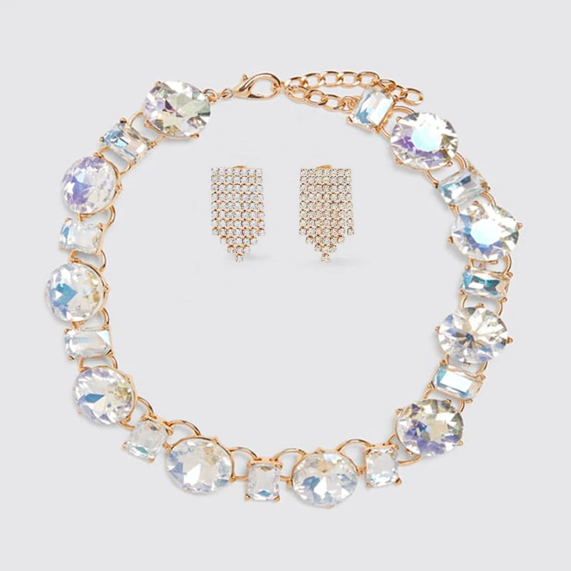 Ztech Za очаровательные вечерние ювелирные изделия для женщин, роскошные массивные ожерелья с кристаллами и подвесками, свадебные блестящие стразы, ожерелья - Окраска металла: Sets-15