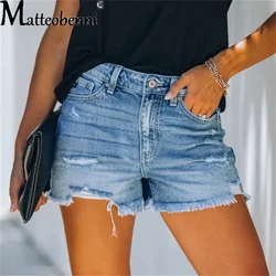 2022 moda feminina rasgado cintura alta tassel denim shorts buraco vintage verão casual bolso curto calças de brim senhoras calças quentes shorts