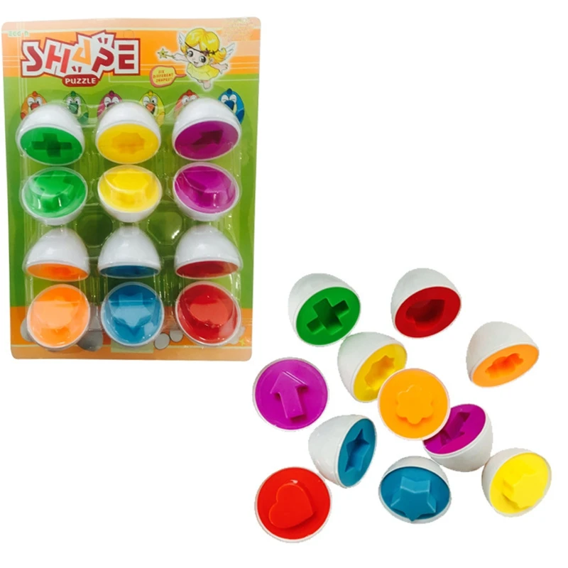 6 eggs/set Shape Puzzle Game Funny Smart Egg Toy Educational IQ Brain Teaser Kid Boy and Girl Children Test