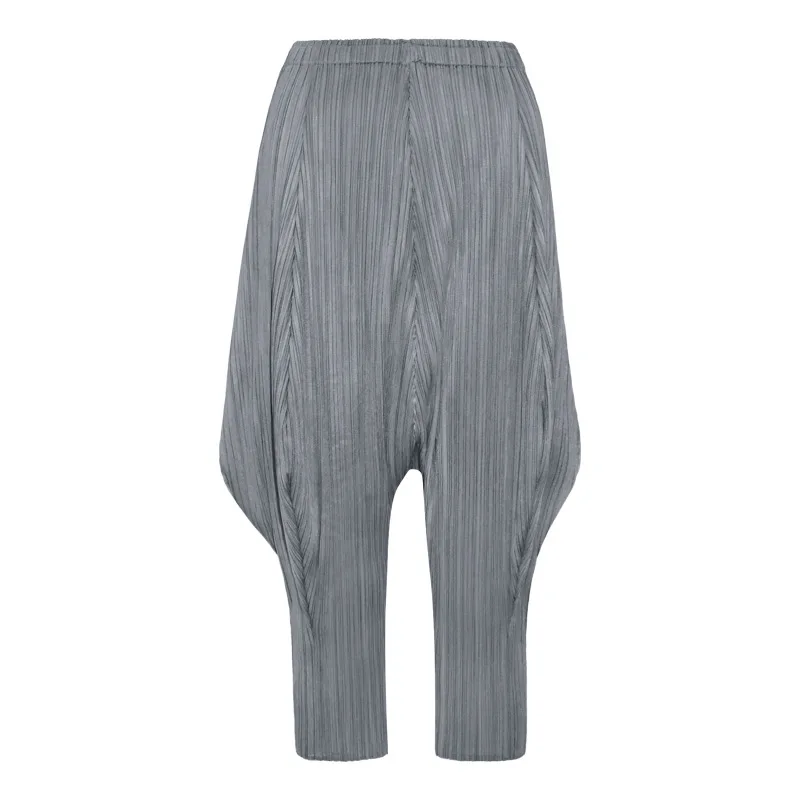 

Women's Pants 2020 Spring And Summer Loose Beam Feet Harem Stretch Miyake Pleats Solid Colour Fashion Casual Trousers Female
