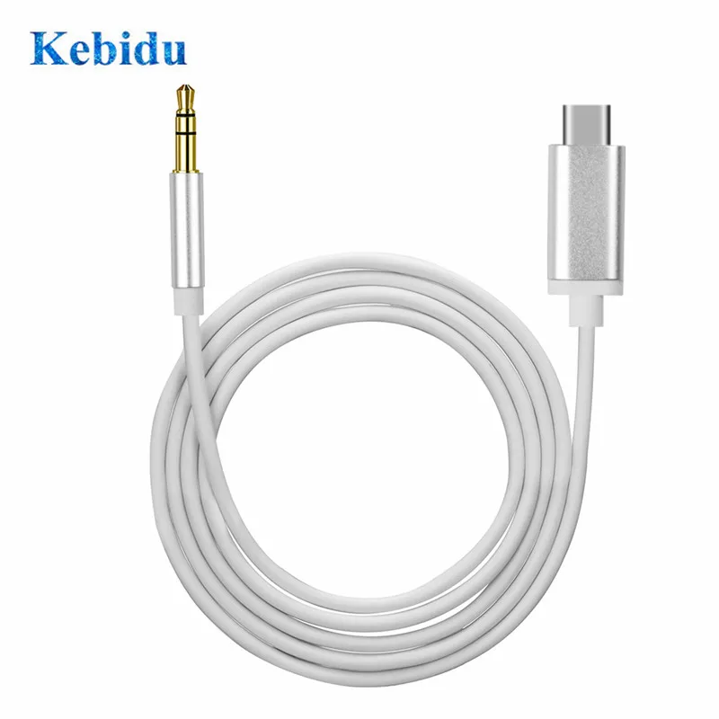 KEBIDU usb type C штекер на 3 5 мм Штекер кабель 1 м USB автомобильный AUX аудио адаптер для