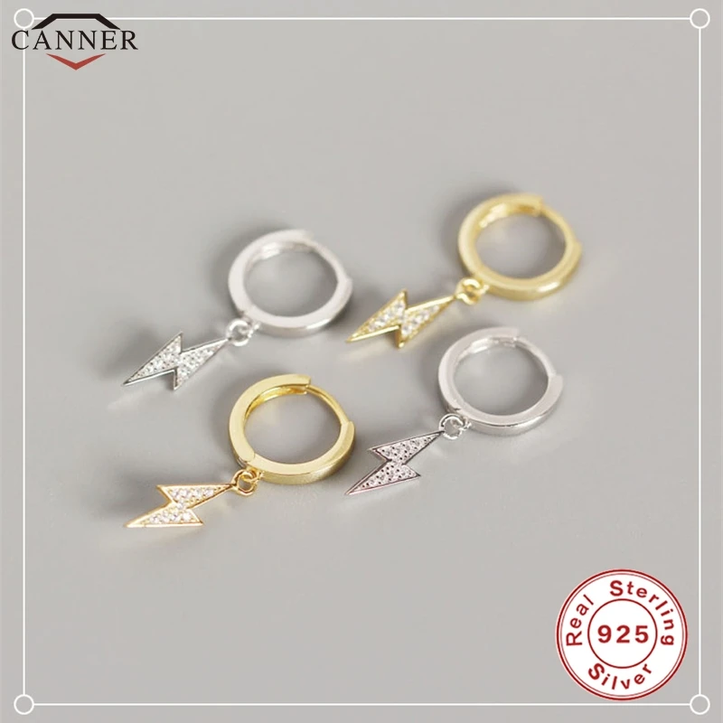 CANNER 925 стерлингового серебра серьги-кольца для женщин маленькие кольца-серьги подвеска с молнией серьги золотого цвета ювелирные изделия H40