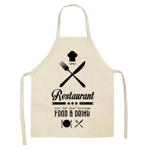 1pcs Letter Alphabet Kitchen Aprons For Women Cotton Linen Bibs Household Cleaning Pinafore Home Cooking Apron WQTF18