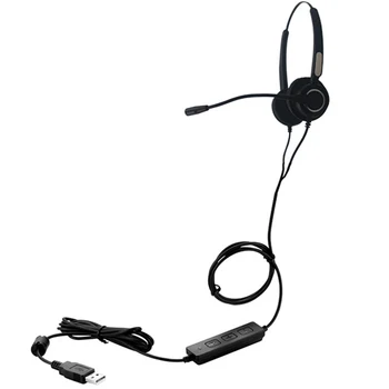

For PC Computer Clear Chat Over Ear Office Call Center Noise Cancelling Adjustable Size Wired Business USB Headset Mute Function