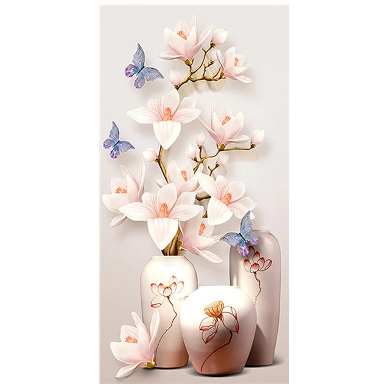 Promotion! Diamond Painting Embroidery &quotWhite Flower and Butterflies&quot Full Round Picture of Rhinestone Home Dec | Дом и сад