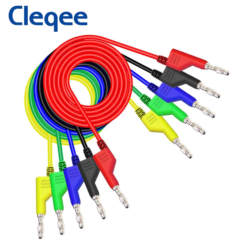 Cleqee P1036 1 компл. 5 шт. м 4 мм банан Banana Plug Тесты кабельный ввод для мультиметр цветов |