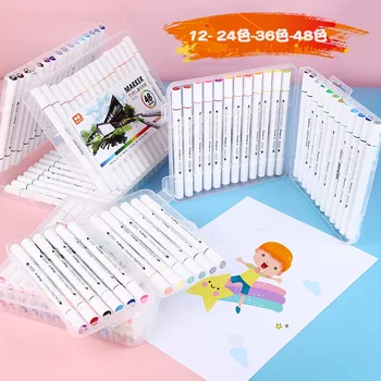 

12/24/36/48 Colors Drawing Painting Double Head Marker Watercolor Pens Student Highlighter Art Markers Graffiti Hook line pens
