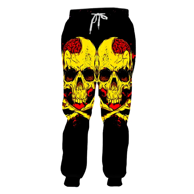 Yellow Skull Head UJWI мужские повседневные спортивные 3D брюки шаровары для бега с забавным принтом желтая голова черепа спортивные брюки Slim Fit Длинные брюки - Цвет: Yellow Skull Head