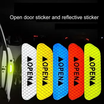 

1PC/4PCS Open The Door Stickers Reflective Stickers Safety Warning Stickers Reflective Film Car Door Scratch-Resistant Stickers